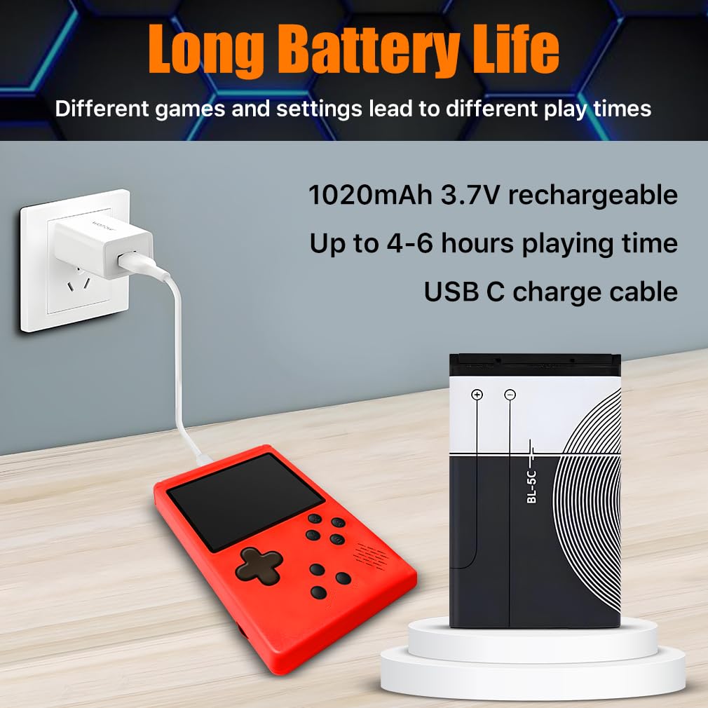 dayangdong Handheld Game Console for Kids - 500 Retro Video Games with Gamepad - 3.0" LCD Screen - Portable Game Player with Rechargeable Battery - Mini Electronic Toy Gift for Boys and Girls