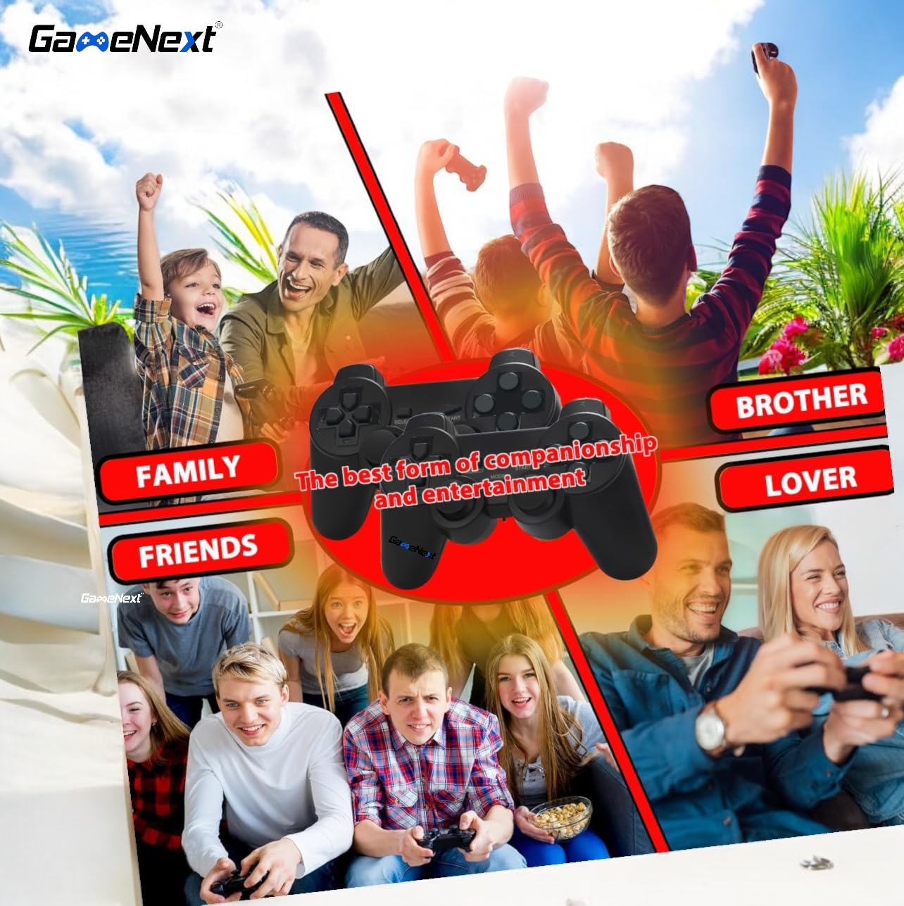 GameNext Wireless Retro Gaming Console Stick Retro Video Game Console Stick Built in 20000+ Games with 15 Emulators, 4K HDMI Output with 2 2.4G Wireless Controllers (64GB Memory Card)