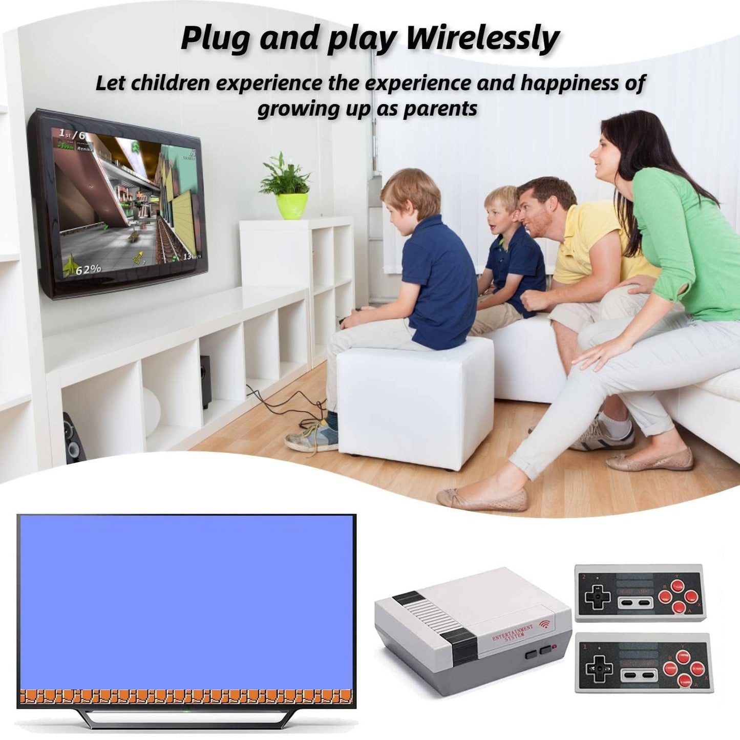 Retro Game Console with 620 Video Games,Classic Mini Game System with Wireless Controller, AV and HDMI HD Output Plug and Play,Retro Toys Gifts Choice for Children and Adults. (Grey)