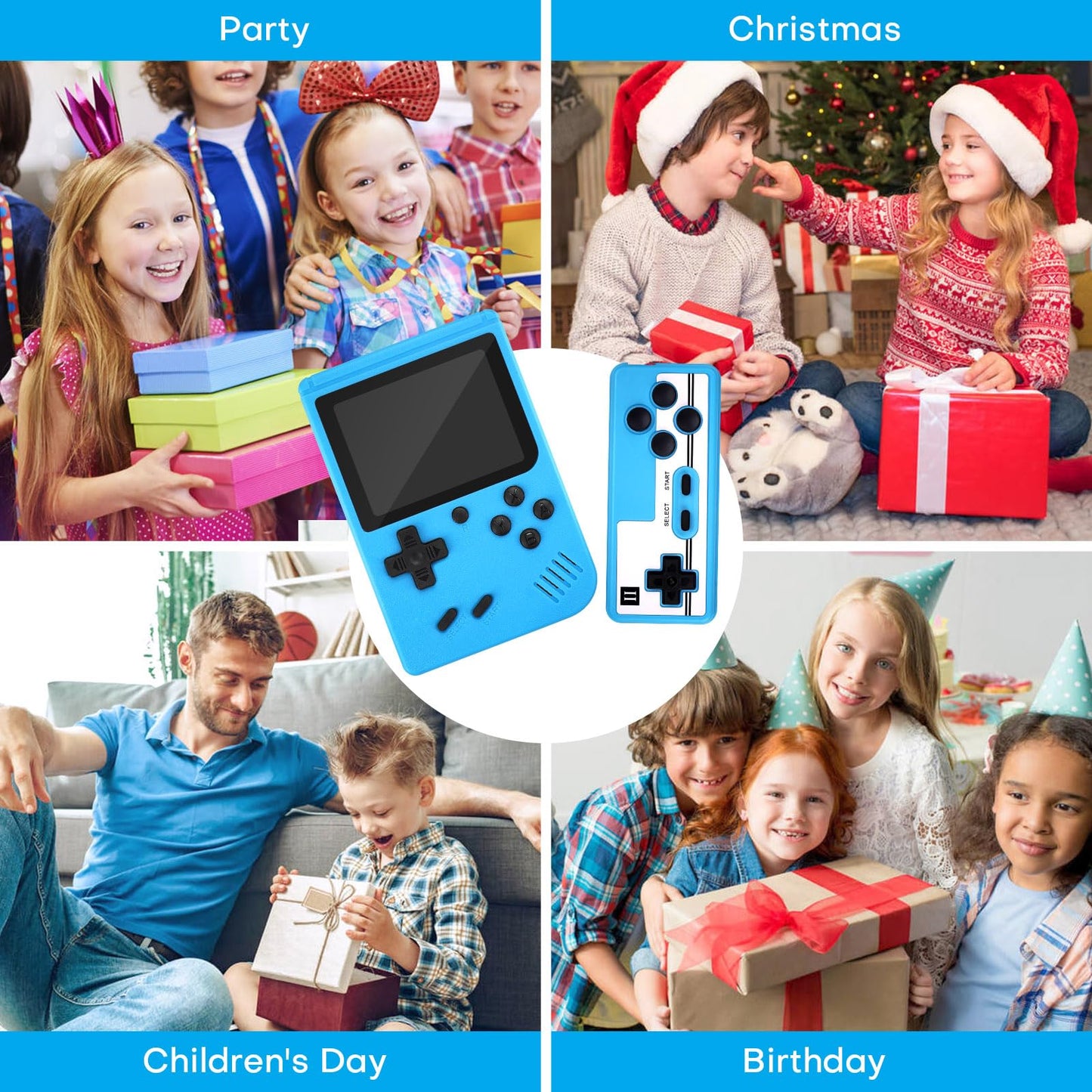 Handheld Game Console with Classical Retro Single and 2 Players, 3.0 Inch Kids Screen Portable Retro Video Game Console Support TV Connection (Blue-400 Games)…